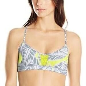Alo Yoga Goddess Bra in Grey, White and Yellow Size Small